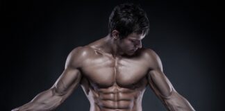 Strong Athletic Man Fitness Model Torso showing big muscles over